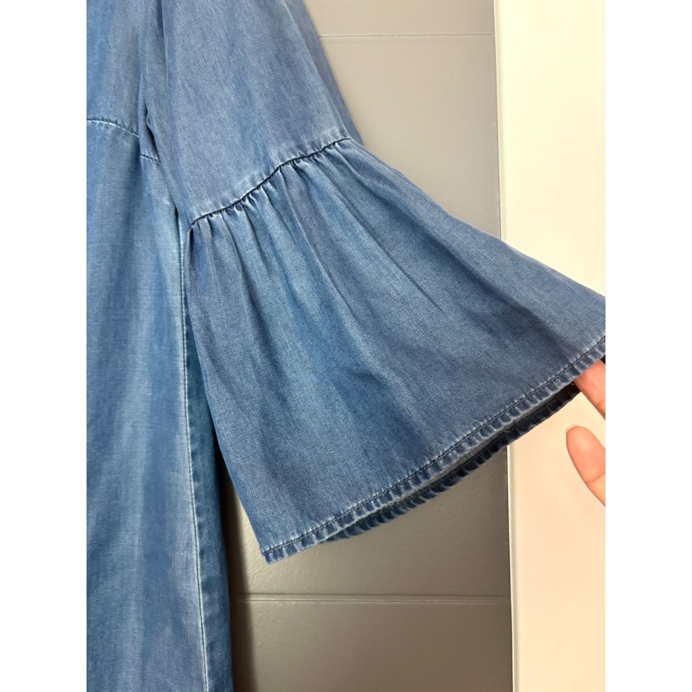 Johnston & Murphy Womens Blue Tencel Denim Bell Sleeve Dress 45-1520 Size S - Picture 7 of 7